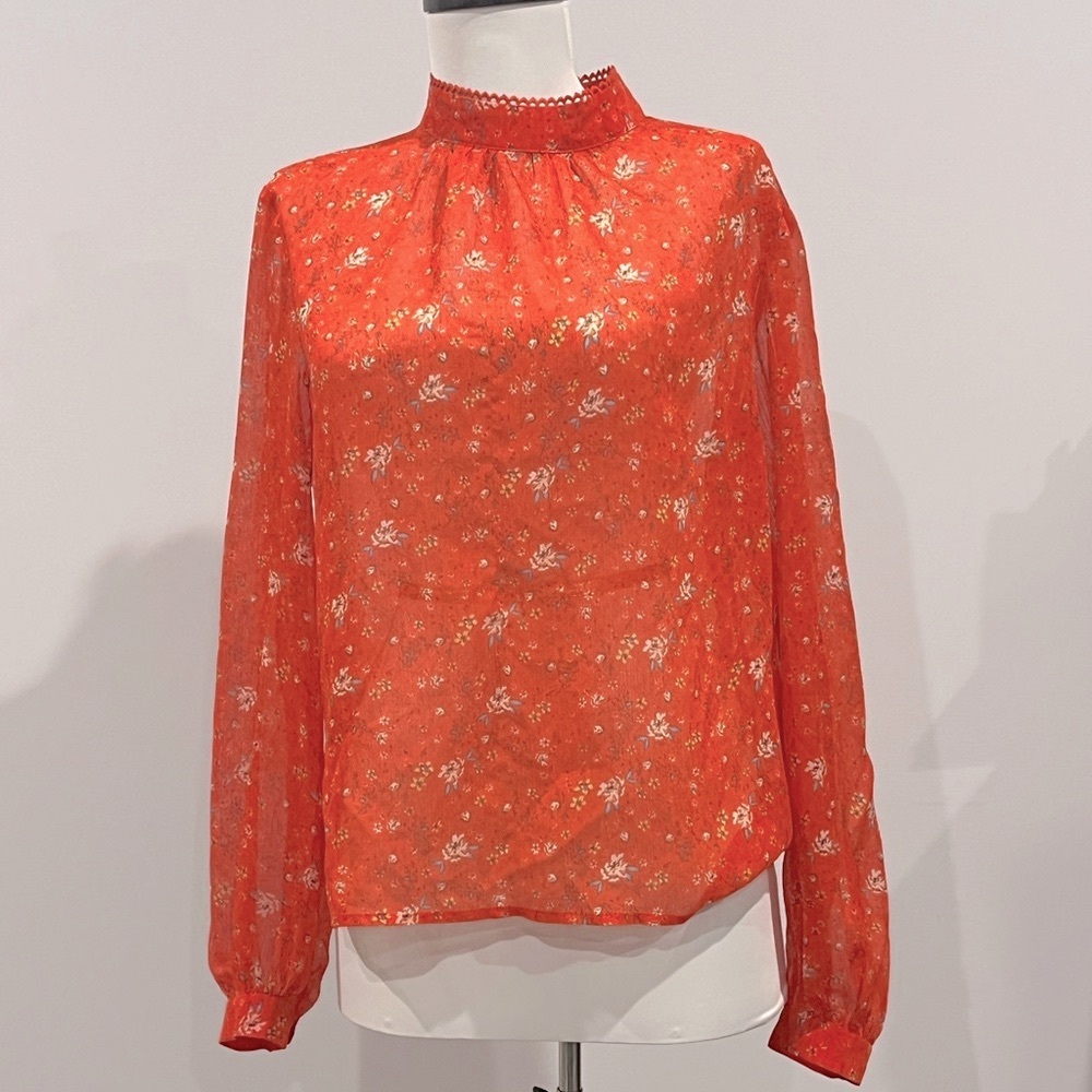 Blood orange flowered blouse